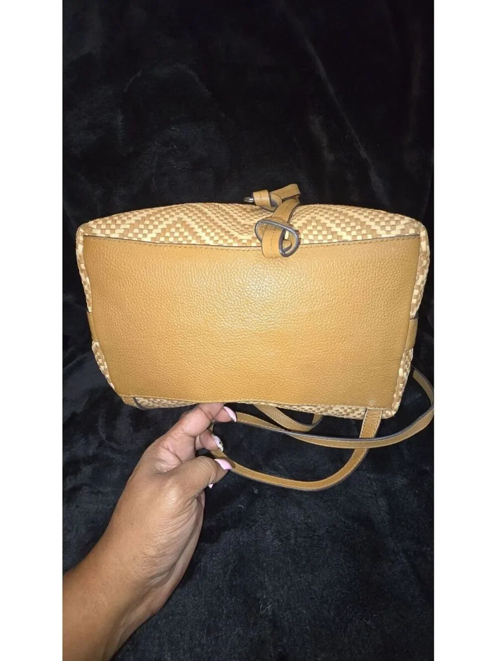 60. Michael Kors Junie Leather Woven Basket Backpack